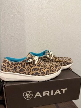 Ariat Leopard Print Casual Slip-Ons with Turquoise Lining